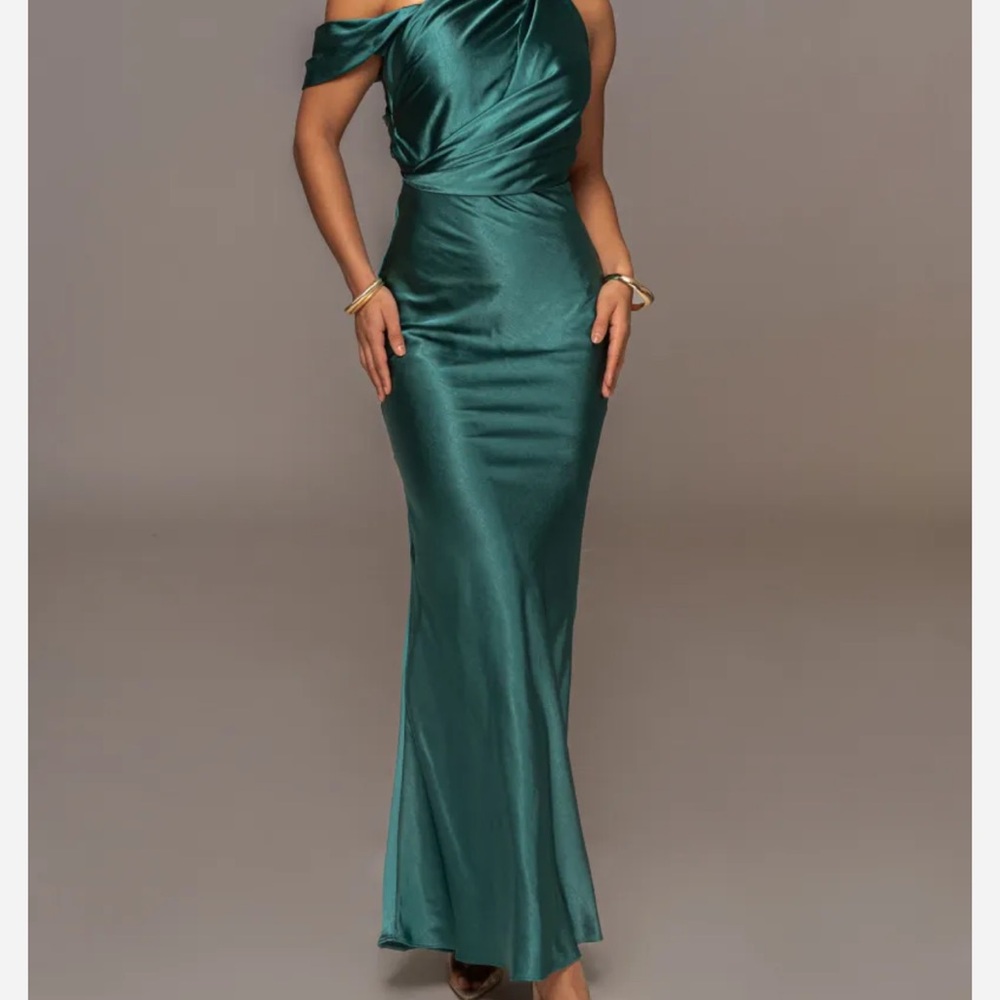 JLUXLABEL Emerald Dessa Satin Maxi Dress